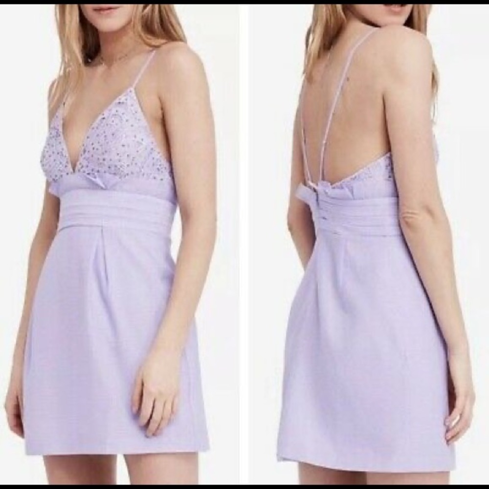 ☀️NEW Free People We Go Together Purple Sparkly Mini Dress Size 0
